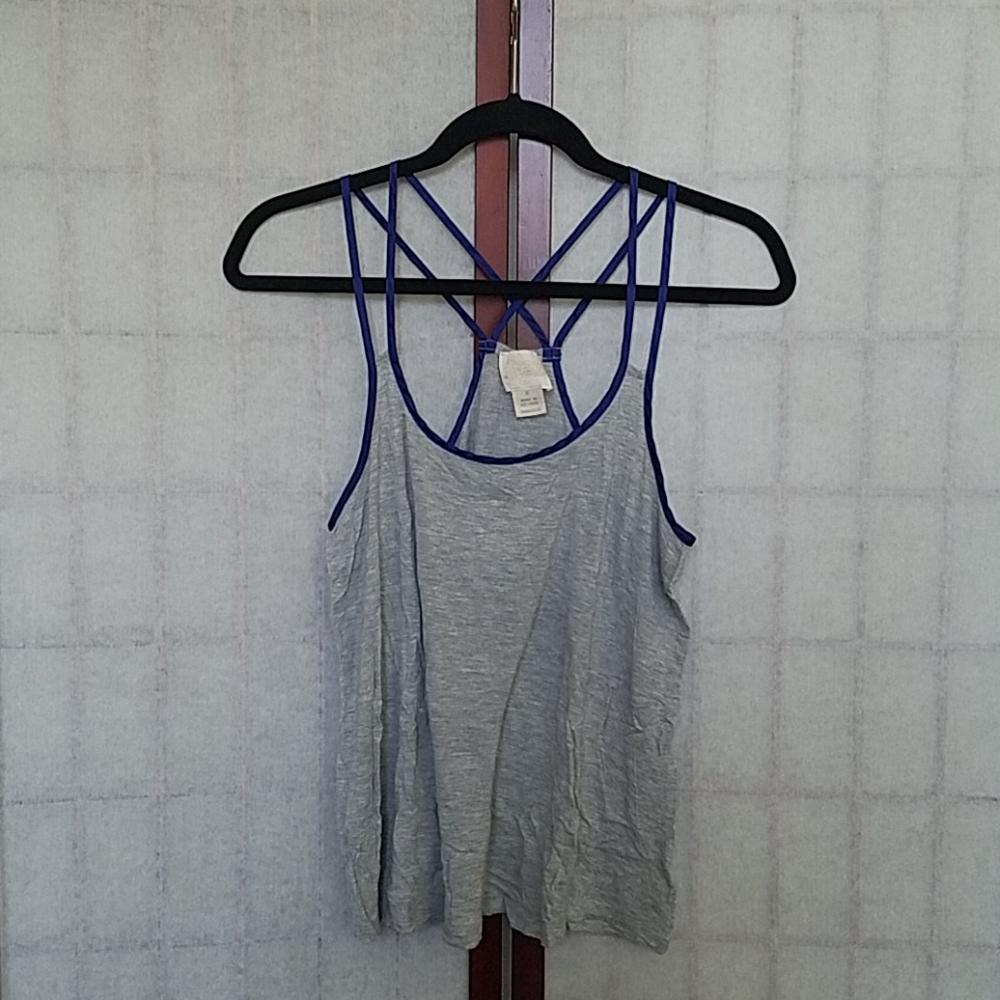 Anthropologie Gray and blue tank top. Size S.